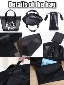 Large Capacity Letter & Palm Tree Pattern Beach Makeup Bag - Multicolor - View 9