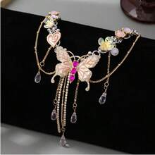1PC Heavy Craft Butterfly Tassel Necklace Autumn Winter Vintage Melad Style Collarbone Chain Fashionable High-End Women's Exquisite Necklace - 10-2644 Vòng cổ tua rua hình bướm - Xem 6