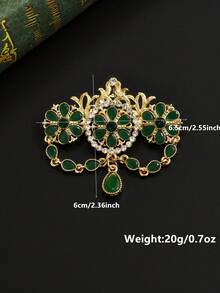 Ghim cài áo cô dâu kiểu Kaftan đính đá lấp lánh, phụ kiện thời trang mạ vàng, phù hợp cho mọi mùa, mùa hè, đi biển, đám cưới. - Vàng - Xem 3