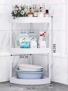 1pc Modern Minimalist 3/4/5 Tier Corner Shelf, Foldable Self-Standing Space-Saving Storage Rack, Easy Assembly, Waterproof Thickened PP Plastic Multi-Function Storage Basket, Solid Color Matte No Pattern Home Decor Storage Rack, All-Season Open-Shelf Multi-Layer Storage Rack With Anti-Slip - Multicolor - View 7