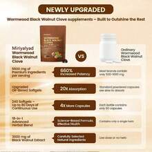 Miriyalyad VivoNu Wormwood Black Walnut Cloves Capsules - Boost Metabolism & Enhance Energy | Contains Black Walnut, Garlic, Wormwood, And More | 240 Capsules (80-Day Supply) - 3PCS - 查看 7