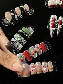 50 Tấm trưng bày móng tay giả acrylic dán sẵn, có nam châm hút, có thể tái sử dụng, dùng trong salon làm móng. - Trong sáng - Xem 2