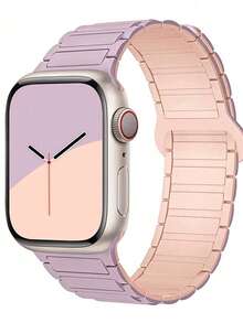 高级简约磁吸表带，适用于 38/40/41/42/44/45/46/49mm 表盘，兼容 Ultra/SE10/9/8/7/6/5/4/3/2/1 型号 - 紫粉 - 查看 4