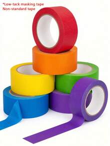 6 Rolls Vibrant Colorful Masking Tape, Suitable For Wall Art & Crafts, Non-Waterproof, Can Be Applied To Plastic, Wood, Glass, DIY Projects, Label Tape | Decorative Tape | Easy Tear Tape, Painting, Classroom Decoration, Color Sorting - Multicolor - View 6