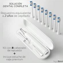 Sonicburst Cepillo de Dientes Eléctrico - 8 Cabezales de Repuesto - Cepillo Dental con Sensor de Presion Integrado - Potencia 45000vpm Remueve 7x mas placa and Cuida tus Encias - 5 Modos and Mode de Carga Wireless - Certificado por la FDA Blanco 8 Cabezales - 2 años - Blanco - Ver 2