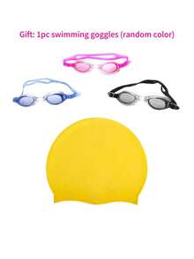 2026 Bestselling Silicone Swimming Cap With Goggles, Adult Solid Color Silicone Swim Cap, Waterproof Anti-Slip Comfortable Elastic, Suitable For Short & Long Hair, Applicable For Indoor/Outdoor Pool And Beach Swimming - Solid Color - View 15