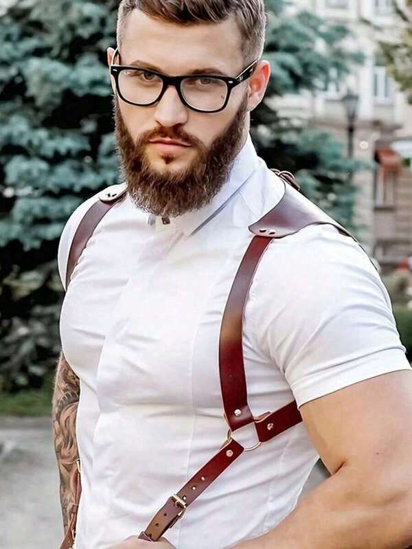 Tirantes de moda para hombres, tirantes de cuero sintético para ropa interior masculina, tirantes de estilo gótico para moldear la figura, se pueden combinar con jeans para uso diario, accesorios de vestir