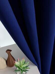 1 Panel Solid Color Curtain Fabric. The Curtain Can Block Sunlight And UV Rays, Insulate Against Summer Heat And Winter Cold, Balance Room Temperature, And Reduce Energy Costs. It Can Also Reduce External Noise And Protect Your Privacy, Creating A Good Working And Sleeping Environment. Each Curtain Has 6-8 Silver Metal Grommets At The Top. Easy To Match With Standard Curtain Rods. Simple To Hang And Slide Smoothly. Suitable For Office, Bedroom, Living Room. - Royal Blue - View 4