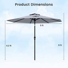 Patio Umbrella With Push Button Tilt, Crank Handle, 8 Sturdy Ribs For Patio, Garden - A - Xem 10