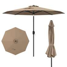 Patio Umbrella With Push Button Tilt, Crank Handle, 8 Sturdy Ribs For Patio, Garden - A - Xem 3