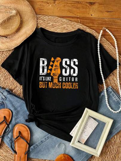 Camiseta de mujer con estampado NUEVO Y LIMITADO "Bass, es como una guitarra pero mucho mejor, camiseta para bajistas y guitarristas"