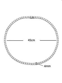 1 Pc 3mm-4mm Top Hip Hop Four Claw Moissanite Rhinestone Tennis Chain Necklace, Adjustable Clavicle Necklace (S925 Sterling Silver), Sparkling Light, Luxury High-End, Exquisite And Fine, Women's Jewelry Gift - Full Diamond Necklace - View 10