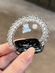 1pc Women's Transparent Minimalist Bear Scrunchie Elastic Band Compatible With 38/40/41/42/44/45/49/46mm Ultra2/Ultra/SE/10/9/8/7/6/5/4/3/2/1 - Transparent Telephone Line - View 8