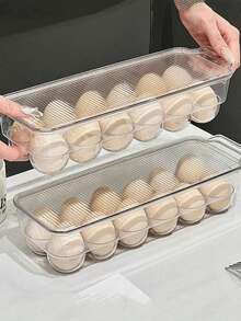 12-Grid Stackable Plastic Egg Storage Box/Food Container With Lid, Suitable For Home Kitchen - Multicolor - View 5
