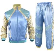Bộ 2 món gồm áo khoác thể thao và quần jogger phong cách disco thập niên 80 dành cho nam, bộ đồ thể thao kiểu retro cho tiệc theo chủ đề. - Màu xanh bạc hà - Xem 3