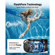 FlashPure Sand Filter Pump, 12 In For Above Ground Pool, 0.5 HP 3000 GPH, Swimming Pool Filter System With Timer, 6X Faster Filtration, Media Installed, Leak-Resistant, Ready To Use Out Of Box - 0.5HP 12inch - View 5