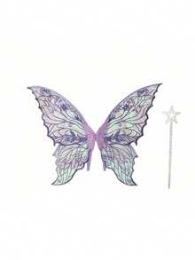 2件套仙女翅膀和星星魔杖，适合各种节日派对 - 彩色 - 查看 17