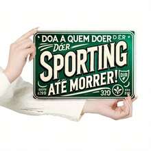 2 dimensioni piatte, 1 pezzo Decorazione da parete in metallo vintage per sport - Decorazione sportiva vintage portoghese - Costruzione in ferro robusto - Fori preforati per appendere facilmente - Adatto per sala giochi, bar, palestra, ufficio - Regalo perfetto per appassionati di sport, arte da parete per palestra, design con carattere in grassetto, angoli arrotondati, articolo da collezione, 2 dimensioni piatte, si adatta perfettamente alla decorazione della stanza - Multicolore - Visualizzare 5