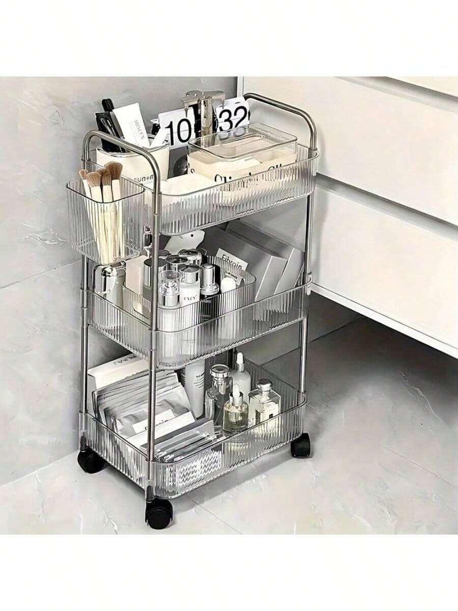 Kệ sách lưu trữ nhiều tầng, giá để rổ đựng rau củ quả di động cho nhà bếp, kệ đựng đồ bằng acrylic.