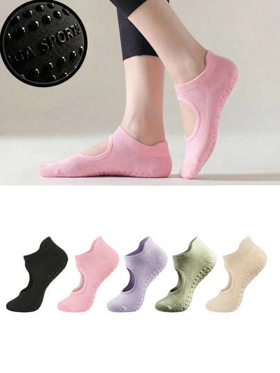 2 Pairs Of Women's Non-Slip Pilates Yoga Socks - Open-Toed Sports Socks With Arch Support, Breathable For Exercise, Ballet, - Available In Multiple Colors For All Seasons (Black/Beige/Pink/Purple/Green), Pilates Grip Socks, Ballet Accessories, Textured Grip Sole A Gift