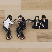 Ghim cài áo hình nhân vật hoạt hình hài hước, huy hiệu cài áo, phụ kiện quần áo, trang sức thời trang, quà tặng bạn bè. - màu đen - Xem 4