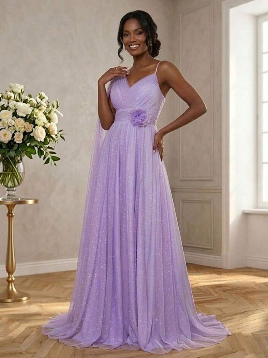 Grife Velasco Graduation Dress, Bridesmaid, Wedding, Long, Sparkly, Full Skirt, Guest - 紫丁香色 - 查看 1