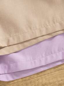 2pcs/Set Girls' Casual Solid Color Bow Decor Shorts For Outdoor, Summer - Apricot - View 6