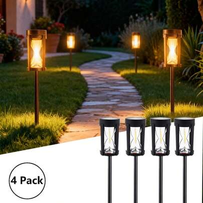 4PCS Solar Garden Lights Outdoor Path Landscape Ground Lawn Stake Lighting For Pathway Courtyard Decoration Lamps