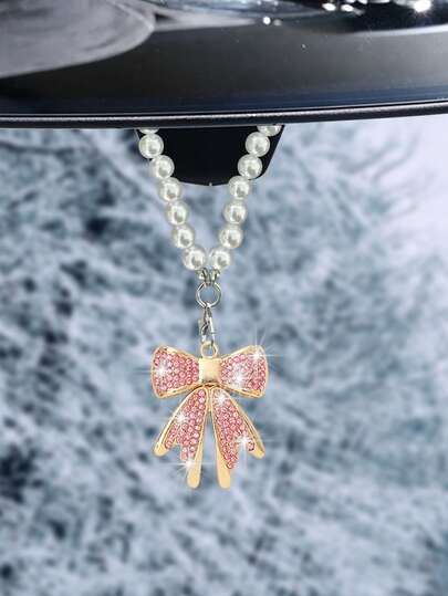 Rhinestone Bowknot Decor Car Pendant
