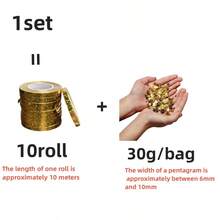 一套节日拍照道具套装，包含10卷派对彩带、金色金属闪粉和30克闪亮星形亮片——适用于毕业典礼装饰、婚礼、生日派对桌面装饰和各种节日派对布置。 - 節日拍照道具套裝 - 查看 6