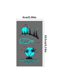 2 fogli di adesivi per tatuaggi temporanei luminosi, unisex, con motivi di montagne, foreste, luna e fiumi. Tatuaggi finti impermeabili, durano 2-5 giorni e possono essere utilizzati su braccia, collo, spalle, vita, schiena e gambe. Perfetti per festival, feste, vacanze, regali e accessori per cosplay. - Multicolore - Visualizzare 5