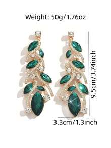 Hoa tai dáng dài đính pha lê màu xanh hải quân cổ điển, kiểu dáng phóng khoáng, thích hợp cho tiệc tối của nữ, món quà tinh tế và thanh lịch. - Vàng và Xanh đậm - Xem 4