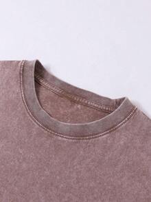 Men's Printed Vintage Washed Vest, Loose Fit, Casual Street Style, A Must-Have Item For Street Wear And The Gym. - Brown - View 2