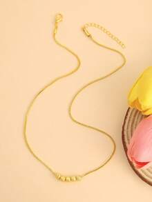 Vintage Luxurious Five Blessings Beaded Delicate Necklace, Minimalist Design High-End Collarbone Chain - Bean Necklace - View 4