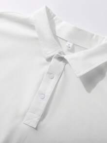 男士白色 Polo 领短袖 Polo 衫，面料柔软透气，可机洗/干洗，抗皱，简约通勤休闲短袖 Polo 衫，适合日常穿着、工作和办公场合。 - 白色 - 查看 6