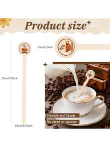 10 piezas de agitadores de café de madera natural - con diseño de cabeza redonda, desechables para café, cócteles, leche con té, chocolate caliente y diversas bebidas - Múltiples estilos - Ver 3