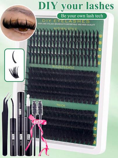 280/260PCS DIY Spiky Lash Cluster Set, Spiky Style + 80D/100D/120D Individual Lash Clusters, Three Styles Of Voluminous Lash Clusters, Spiky Individual Lash Clusters, Ideal For Daily Eye Makeup And Holiday Gifting,Includes Adhesive, Glue Sealer, Tweezers, Lash Brush, Beginner-Friendly, Realistic & Portable