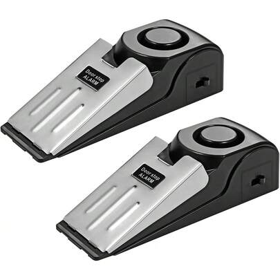 Door Stop Alarm 2 Pack, 120 DB Door Stopper Wedge Door Stops Alarm Great Traveling Hotel Home Security Door Stoppers Safety Tools