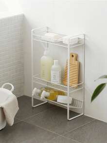 1 pièce Étagère de rangement de style nordique pour salle de bain, étagère de rangement de cuisine, étagère de rangement de bureau en fer - Voir 2