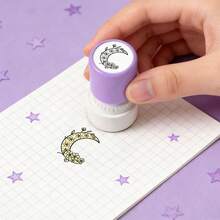 1 con dấu hình trăng non, mực đen, vỏ màu tím, 4 thiết kế trăng sao sáng tạo khác nhau, thích hợp để làm thiệp chúc mừng ngày lễ, bưu thiệp, sổ nhật ký, sổ tay, hộp/túi quà tặng, quà tặng ngày lễ/bạn bè. - Tem hình mặt trăng và sao - Xem 1
