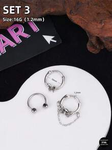 3件套 Y2K 哥特风 16G 鼻环 骷髅鼻中隔饰品 蝙蝠、心形蝴蝶结鼻中隔环 穿刺饰品 不锈钢唇环 红黑心形鼻中隔卡扣环和马蹄形鼻环 月亮蜘蛛杠铃铰链式鼻中隔环 耳廓、耳屏、耳骨、耳廓内侧、耳软骨耳环 鼻中隔鼻环 环形穿刺饰品 垂坠链鼻环 男女通用 礼物 10mm 派对约会 圣诞节 万圣节饰品 日常佩戴 - 黑色 - 查看 5