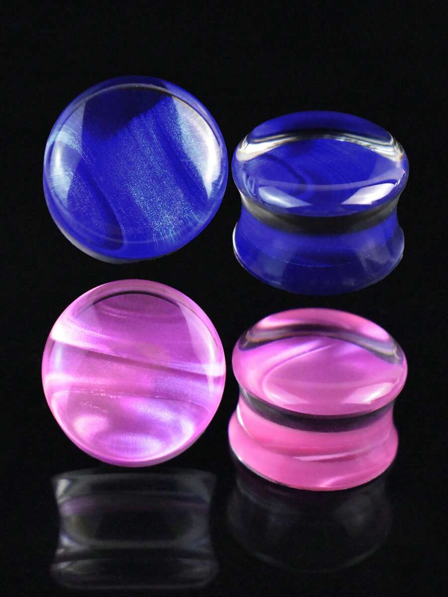 1对亚克力闪光耳塞，双喇叭耳扩，6mm-30mm低过敏性耳扩，用于耳廓扩张 - 貝殼花紋 - 查看 1