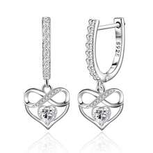 纯银防过敏女士耳环 立方氧化锆钻石耳环 爱心耳环 时尚精致耳环 生日礼物 - 銀色 - 查看 1