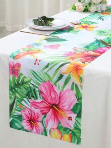 1条夏威夷风情桌旗，尺寸180*35厘米，涤纶面料，印有热带植物和花卉图案，适合夏威夷主题派对、火烈鸟派对、夏季海滩派对、夏威夷生日派对、欢乐阿罗哈派对，也可用于家居装饰、厨房装饰、节日派对。 - 彩色 - 查看 4