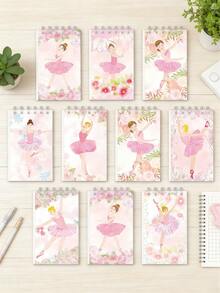 1/5/10pcs Ballerina Ballet Portable Coil Notebook, 10 Styles Mini Notepad, For Birthday Party Favors, Office Supplies - Multicolor - View 6