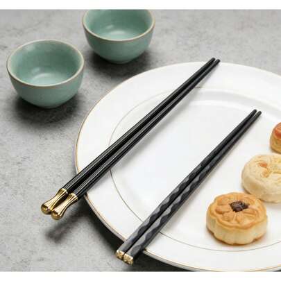 5/10 Pairs Reusable Durable Sushi Chopsticks, Metal Chopsticks, Chinese Style Chopsticks Set, Antibacterial, Anti-Slip, Anti-Mold