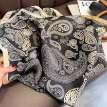 Women's Large Square Satin Scarf 90x90 Chic Polyester Printed - Paisley - View 4