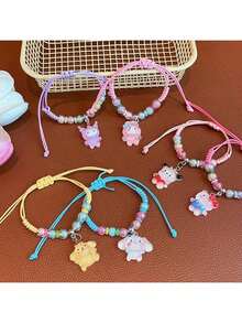 SANRIO Pulsera de joyería, regalo lindo de cuerda de mano de dibujos animados para familiares, amantes, amigos, colegas, pequeños regalos exquisitos - Multicolor - Ver 3
