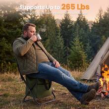 Senmeo Camping Chair, 2 In1 Folding Fishing Chair With Backrest And 10L Large Capacity Bag, Outdoor Chair Can Bear 265Lb, Durable And Portable, Suitable For Camping, Hunting, Fishing, Sketching, Ideal Gifts For Camping - 綠色 - 查看 3