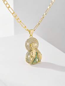 1pc 14k Gold Plated Copper St. Jude Design Necklace, Simple Delicate Faith Necklace, Versatile Daily Wear, Ideal Religious Jewelry Gift - Yellow Gold - View 6